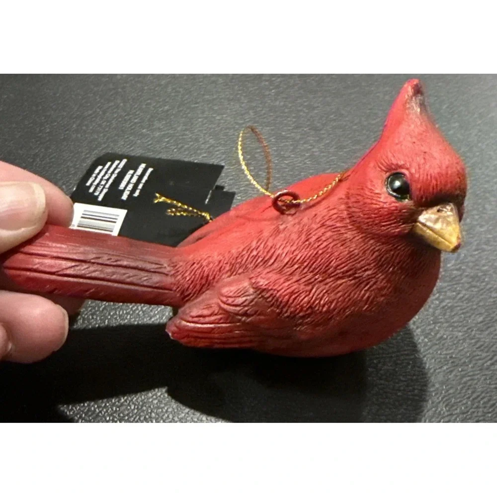 Cardinal Red Bird Resin Christmas Holiday Tree Ornament NEW‎ Rustic